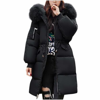 HOOUDO Women's Down Jacket Winter Mid lenght Puffer Coats Ladies Lightweight Waterproof Jackets with Faux Fur Hood Plus Size Slim Trench Coat Long Sleeve Warm Outwear Outdoor Hiking Parka 2 HOOUDO Women's Down Jacket Winter Mid lenght Puffer Coats Ladies Lightweight Waterproof Jackets with Faux Fur Hood Plus Size Slim Trench Coat Long Sleeve Warm Outwear Outdoor Hiking Parka - Image 2