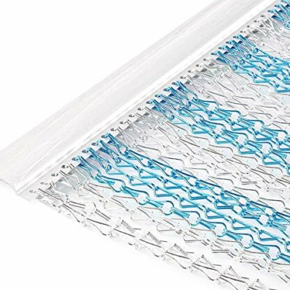 Himifuture 90 * 200cm Aluminium Chain Curtain Fly Door Chain Silver Metal Screen Fly Insect Blinds Pest Control Curtain Chain, Blue & Silver - Image 2