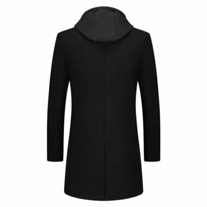 KUDMOL Men's Trench Coat Wool Blend Warm Overcoat With Detachable Hood 4 KUDMOL Men's Trench Coat Wool Blend Warm Overcoat With Detachable Hood - Image 4