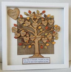Large Personalised Family Tree picture photo box frame Birthday/Anniversary/New baby gift