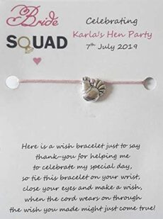 Leia-Maie's Celebration Gifts 1 Personalised Hen Party Wish Bracelet Favour | Wish String Gifts | Hen Do Favours | Bride to be | Charms | Party Bag Fillers