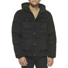 Levi's Men's Heavyweight Mid-Length Hooded Military Puffer Jacket Down Alternative Coat