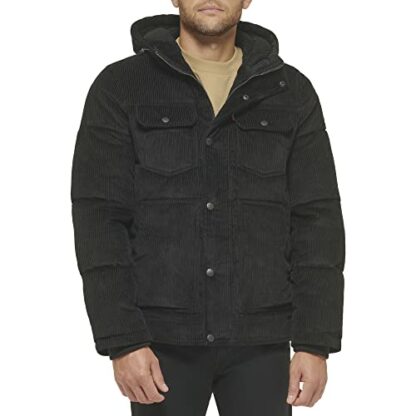 Levi's Men's Heavyweight Mid-Length Hooded Military Puffer Jacket Down Alternative Coat - Image 2