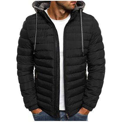 Mens Down Casual Coats Jackets Solid Hooded Outerwear Windproof Resistant Puffer Cotton Padded Thicken Insulator Hiking Travelling Outdoor Skiing Quilted loose Jacket Warm autumn Winter 3 Mens Down Casual Coats Jackets Solid Hooded Outerwear Windproof Resistant Puffer Cotton Padded Thicken Insulator Hiking Travelling Outdoor Skiing Quilted loose Jacket Warm autumn Winter - Image 3