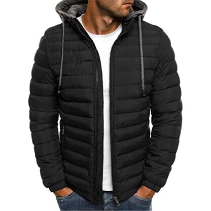 Mens Down Casual Coats Jackets Solid Hooded Outerwear Windproof Resistant Puffer Cotton Padded Thicken Insulator Hiking Travelling Outdoor Skiing Quilted loose Jacket Warm autumn Winter 2 Mens Down Casual Coats Jackets Solid Hooded Outerwear Windproof Resistant Puffer Cotton Padded Thicken Insulator Hiking Travelling Outdoor Skiing Quilted loose Jacket Warm autumn Winter - Image 2