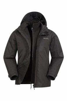 Mountain Warehouse Fell Mens 3 in 1 Water Resistant Jacket - Adjustable Coat with Packaway Hood, Detachable Inner Fleece & Many Pockets - For Hiking & Outdoors