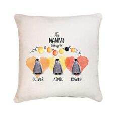 Nanny Belongs to Cushion | Personalised with Name | Gift for Nanny Nanna Nan | Inner Filling options 40x40 CM | Mother's Day Present from Grandson or Granddaughter | Birthday Christmas Gifts