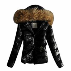 Nidddiv Winter Coats For Women UK Insulated Quilted Jacket With Faux Fur Trim Hood Solid Colour Long Sleeve Outdoor Cotton Padded Jackets Warm Casual Short Coats Tops Slim Fit Zip Up Women's Hoodies