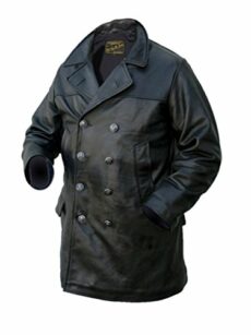 Noble House Men's U-Boat marine coat black cowhide leather
