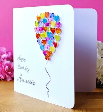 Personalised Birthday Card - Handmade Colourful Balloon for Friend Mum Daughter Girls Wife Women Her - Image 3