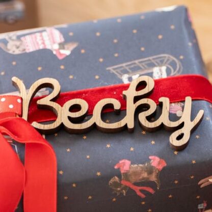 Personalised Christmas name gift tag | laser cut custom gift tags | wood presents tags | present label | labels for Christmas parcels 2 Personalised Christmas name gift tag | laser cut custom gift tags | wood presents tags | present label | labels for Christmas parcels - Image 2