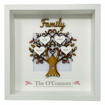 Personalised Family Tree 3D Box Picture Frame - Up To 14 Names - 8 Colours To Choose - Gem Birds 2 Personalised Family Tree 3D Box Picture Frame - Up To 14 Names - 8 Colours To Choose - Gem Birds - Image 2