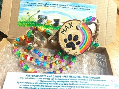 Personalised Pet Loss Memorial Rainbow Bridge Catcher of Sun Rays. Hand painted. Sympathy Gift. Cat Dog Memory. 4 Personalised Pet Loss Memorial Rainbow Bridge Catcher of Sun Rays. Hand painted. Sympathy Gift. Cat Dog Memory. - Image 4