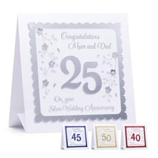 Personalised Silver Wedding Anniversary Card for Couples (3D) Luxury 25th Wedding Anniversary Cards for Wife/Husband/Parents - (Any Anniversary)