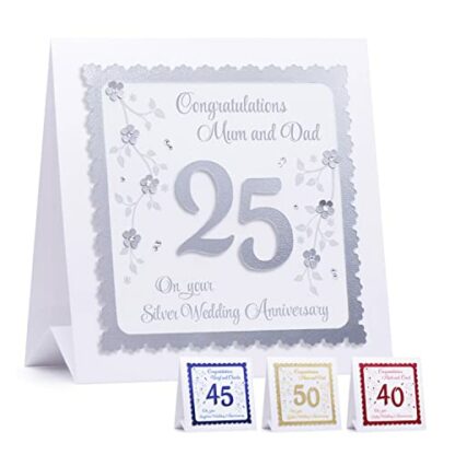 Personalised Silver Wedding Anniversary Card for Couples (3D) Luxury 25th Wedding Anniversary Cards for Wife/Husband/Parents - (Any Anniversary) 2 Personalised Silver Wedding Anniversary Card for Couples (3D) Luxury 25th Wedding Anniversary Cards for Wife/Husband/Parents - (Any Anniversary) - Image 2