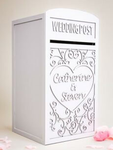 Personalised White Wedding Card Post Box With Lock & Keys Locking or Lockable Wooden Wedding Card Box Large Wedding Cards Box Wedding Postbox