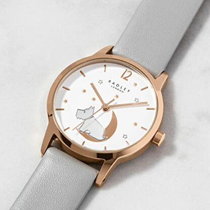 RADLEY Star Gazing Ladies Ash Soft Calf Leather Strap Dog in Moon Watch RY2950A - Image 3