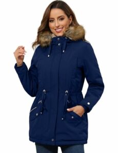 Royal Matrix Women’s Warm Winter Parka Coat Hooded Sherpa Lined Winter Jacket with Zip Pockets