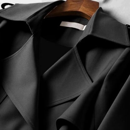 Saklifuo Women's Solid Windbreaker Slim Fit Trench Coat Long Jacket Outerwear with Belt Button - Image 4