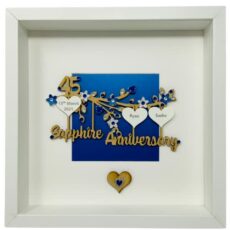 Sapphire Wedding Anniversary Gift for Husband Wife Couple, 45th Anniversary Gift for Her Him Friends Mum Dad, Personalised Handmade Picture Frame, Forty Fifth 45 Years Together - Various Designs
