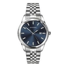 Sekonda King Men's 40mm Quartz Watch in Blue with Analogue Display, and Silver Stainless Steel Bracelet 1640