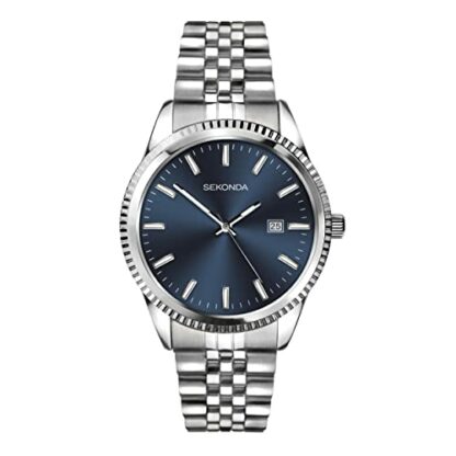 Sekonda King Men's 40mm Quartz Watch in Blue with Analogue Display, and Silver Stainless Steel Bracelet 1640 - Image 2