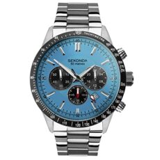 Sekonda Velocity Men’s 45mm Quartz Watch in Blue with Analogue Display, and Stainless Steel Bracelet 30024