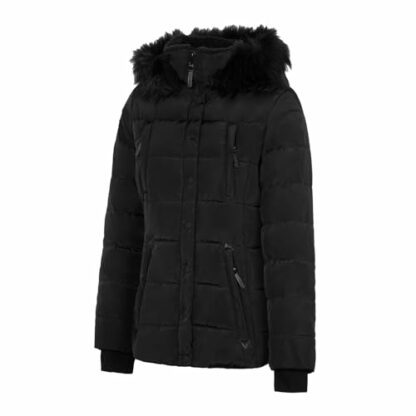 Spindle Womens Ladies Premium Quality Hooded Short Fur Parka Quilted Padded Puffer Coat | Zip Side Pockets | Luxurious Detachable Faux Fur on Hood | Zipped Inner Pocket 4 Spindle Womens Ladies Premium Quality Hooded Short Fur Parka Quilted Padded Puffer Coat | Zip Side Pockets | Luxurious Detachable Faux Fur on Hood | Zipped Inner Pocket - Image 4