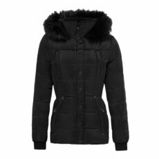Spindle Womens Ladies Premium Quality Hooded Short Fur Parka Quilted Padded Puffer Coat | Zip Side Pockets | Luxurious Detachable Faux Fur on Hood | Zipped Inner Pocket