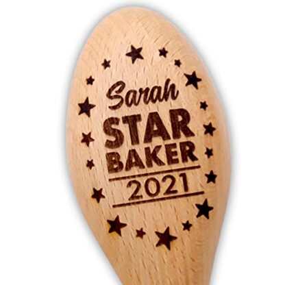 Star Baker Personalised Wooden Spoon Baking Gift, Prize or Bake Off Winners Trophy 2023, 2024. Custom Engrave Any Name or Message on Handle, 12 inches with Hole for Hanging 3 Star Baker Personalised Wooden Spoon Baking Gift, Prize or Bake Off Winners Trophy 2023, 2024. Custom Engrave Any Name or Message on Handle, 12 inches with Hole for Hanging - Image 3