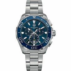 TAG Heuer Aquaracer Men's 43mm Bracelet & Case Stainless Steel Sapphire Quartz Watch CAY111B.BA0927, Blue, 43 mm, Dive Watch, Chronograph, Dive Watch, Quartz Movement