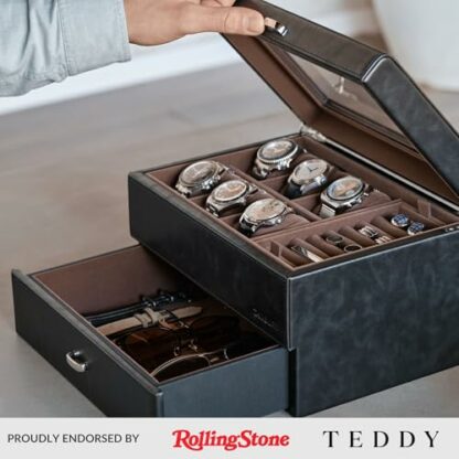 TAWBURY 6 Slot Watch Box for Men - Luxury Watch Jewellery Box Men Watch Case 6 Slot | Jewellery Box with Watch Storage | Watch Display Case | Watch Boxes for Men - Image 3