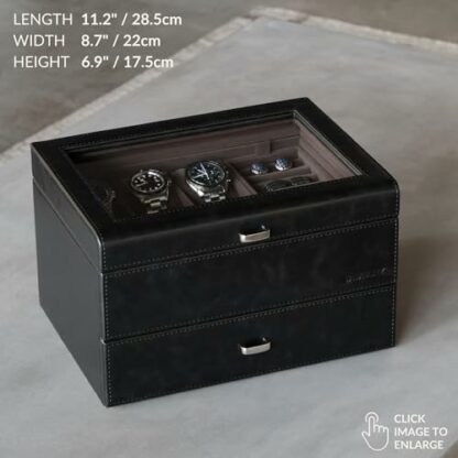 TAWBURY 6 Slot Watch Box for Men - Luxury Watch Jewellery Box Men Watch Case 6 Slot | Jewellery Box with Watch Storage | Watch Display Case | Watch Boxes for Men - Image 4