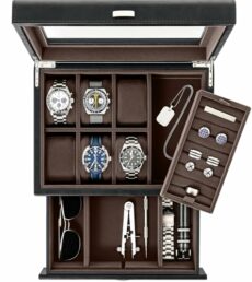 TAWBURY 6 Slot Watch Box for Men - Luxury Watch Jewellery Box Men Watch Case 6 Slot | Jewellery Box with Watch Storage | Watch Display Case | Watch Boxes for Men