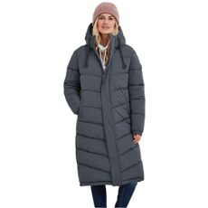 TOG24 Raleigh Womens Quilted Puffer Extra Long Coat for Winter with Fixed Hood, Two Way Zip and Recycled Thermal Filling