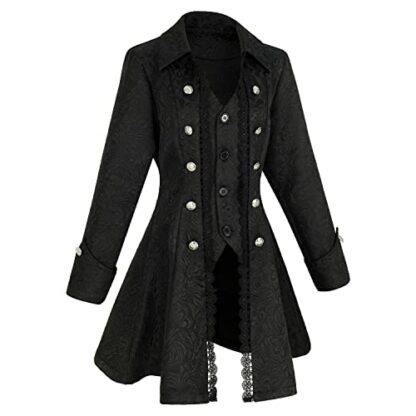 Teyujosem Women's Renaissance Gothic Coat Medieval Pirate Steampunk Vest Jacket - Image 3