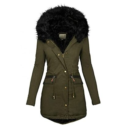 Winter Coats Women Warm Faux Fur Lining Hooded Coat Ladies Plus Size Thicken Jackets Mid-Long Outwear S-5XL KaloryWee - Image 2