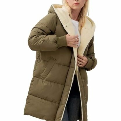 Womens Winter Coats Sherpa Lined Hooded Cotton Coat Casual Fleece Lined Outerwear Thick Warm Winter Jackets Ladies Padded Puffer Coat - Image 4