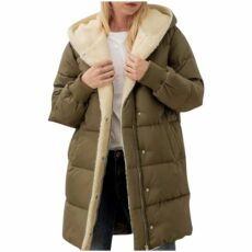 Womens Winter Coats Sherpa Lined Hooded Cotton Coat Casual Fleece Lined Outerwear Thick Warm Winter Jackets Ladies Padded Puffer Coat