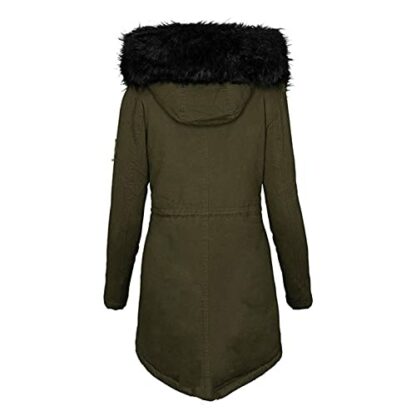 Womens Winter Coats Thick Fleece Lined Warm Hooded Parka Jackets Zip Up Outerwear With Fuffly Hood Plus Size S-5XL KaloryWee - Image 3