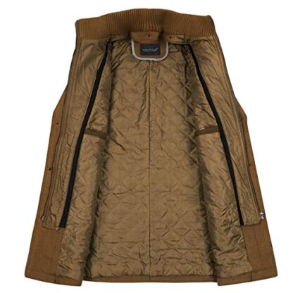 YOUTHUP Mens Winter Coat Mid Length Thick Wool Trench Coats Regular Fit Padded Military Peacoat - Image 4