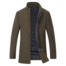 YOUTHUP Mens Wool Coat with Gilet Winter Thick Trench Coat Casual Outdoor Warm Peacoat