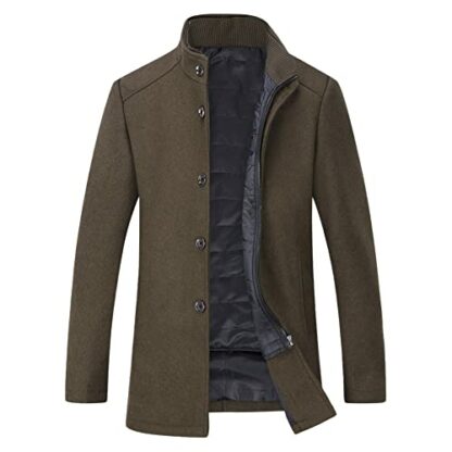 YOUTHUP Mens Wool Coat with Gilet Winter Thick Trench Coat Casual Outdoor Warm Peacoat - Image 2