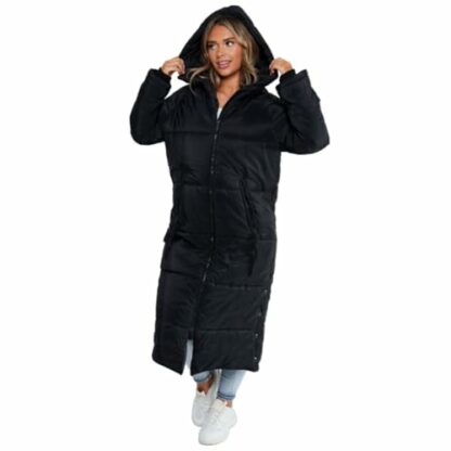 janisramone® Women's Long Maxi Puffer Jacket, Ladies Long Puffer Padded Coat with Front Zip Closure, Winter Longline Padded Jacket Lightweight Ladies Long Body Warmer with Full Sleeve - Image 3