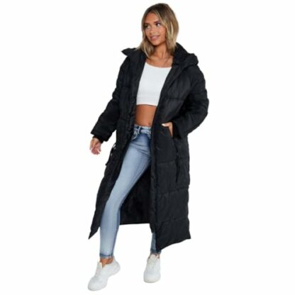 janisramone® Women's Long Maxi Puffer Jacket, Ladies Long Puffer Padded Coat with Front Zip Closure, Winter Longline Padded Jacket Lightweight Ladies Long Body Warmer with Full Sleeve - Image 2