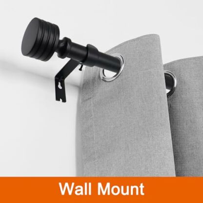 1 Pack Black Curtain Rods for Windows 32 to 45 inch, 1-inch Diameter Matte Black Heavy Duty Curtain Rods, Adjustable Single Window Curtain Rod with Dumbbell Design Finials - Image 3