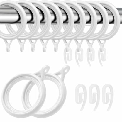 100 Pcs Curtain Hooks, Curtain Rings and Hooks, Curtain Rings, Curtain Hooks Plastic, White Curtain Rings, Curtain Hooks and Rings, Plastic Curtain Hooks, Hooks for Curtains - Image 2