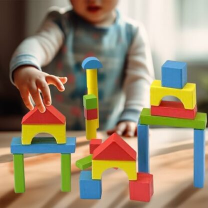 100PC WOODEN BUILDING BLOCKS KIDS CHILDRENS CONSTRUCTION TOY BRICKS SET WITH TUB 3 100PC WOODEN BUILDING BLOCKS KIDS CHILDRENS CONSTRUCTION TOY BRICKS SET WITH TUB - Image 3
