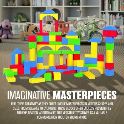 100PC WOODEN BUILDING BLOCKS KIDS CHILDRENS CONSTRUCTION TOY BRICKS SET WITH TUB 4 100PC WOODEN BUILDING BLOCKS KIDS CHILDRENS CONSTRUCTION TOY BRICKS SET WITH TUB - Image 4