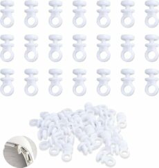 100Pcs Curtain Hooks, Curtain Track Gliders, White Effortless Gliding Rail Sliding Rollers,Plastic Track Clip Buckle,Multi-Use Hook Rollers Durable Rust-Free for Bathroom Windows Shower Curtains
